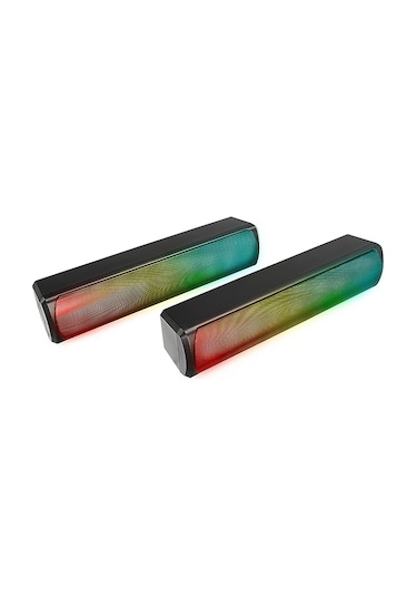 Mıkado MD-183 2.0 3W 2 Bluetooth RGB Aydınlatmalı Usb + 3.5 MM Usb 5V Hoparlör - Siyah