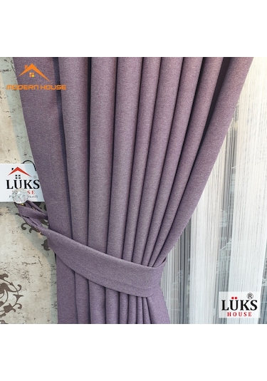 Lüks Mor Blackout Keten Karartma Pilesiz Fon Perde -Modern House Mor