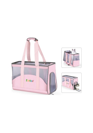 Funadd Portable Breathable Pet Bag Outdoor Shoulder Tote Bag Pembe