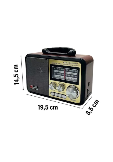River World Radyo Nostaljik Retro Ahşap Tasarım Bluetooth Hoparlörlü Şarjlı Orta Boy