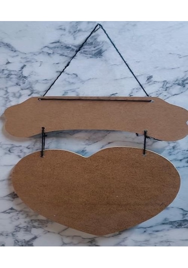 Hobi Adn Dekoratif Kapı Süsü Kalpli Model Ahşap Mdf Ham Cnc Kesim El Yapım Ahşap