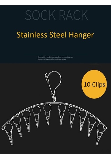 Ulzyvf 10'lu Paslanmaz Çelik Çamaşır Askısı - İç Çamaşır, Çorap, Bebek Kıyafetleri İçin Dayanıklı Gümüş Gümüş