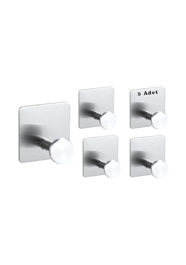 Ardini Kendinden Yapışkanlı Askılık Krom 07 Pakette 5 Adet Çok Renkli