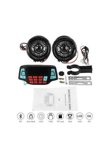 Motosiklet Alarm Mp3 + Fm Çalar Su Geçirmez Lcd Ekran
