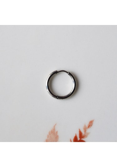 Erkek Cerrahi Çelik Küpe Halka Silver Renk 16 Mm Gri