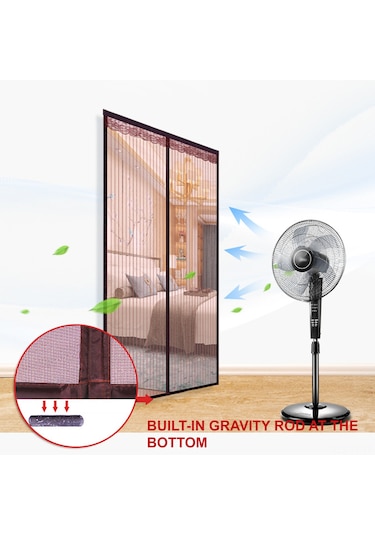 Teltree Manyetik Sineklik Perde, Kolay Kurulumlu, Sivrisineklere Karşı Etkili, Polyester Malzeme, 82x32 İnç, Çift Taraflı Yapışkan Bantlı, Kapı Ve Pencere İçin. Kahve