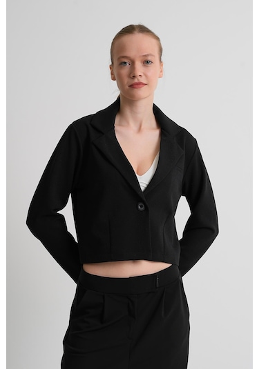 Alexandergardı Astarsız Crop Blazer Ceket Siyah