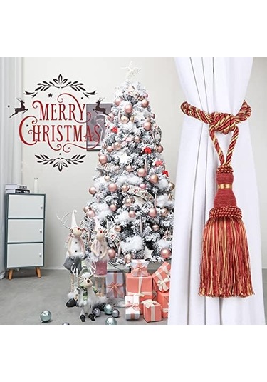 2'li Paket Karışık Kırmızı Perde Bağları Püsküllü Perde Bağları Halat El Yapımı Askılar Ev Ofis Otel Dekoratif Diğer