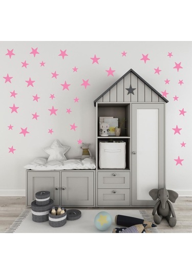 Yıldız Duvar Sticker 3-4-5Cm 100 Adet Pembe
