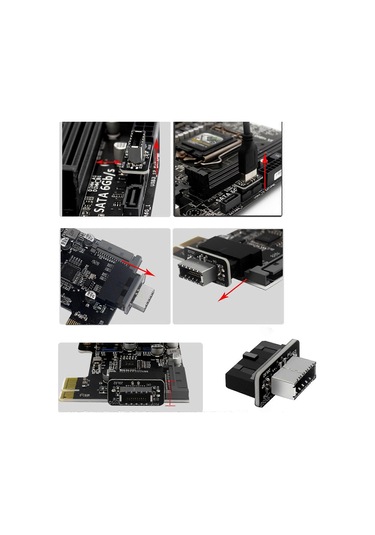 Yüksek Kaliteli Usb Ön Panel Adaptörü - Tip E Dişi - Usb 3.0 19 Pın Erkek Adaptör Dahili Dikey Başlık Ayırıcı