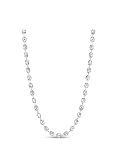 925 Ayar Gümüş Unisex Gemici Kahve Çekirdeği Model Zincir Kolye 6 Mm