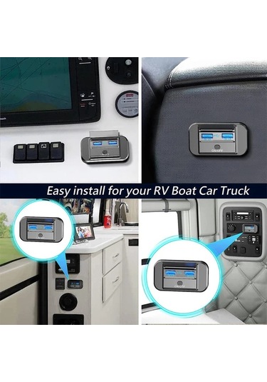 Honeybeeshop 1 Bilgisayar 12v Rv Anahtarlı Hızlı Şarj Qc3.0 Usb Portlu Duvar Montaj Panosu Araba Karavan Deniz Teknesi Otobüs Motosiklet Kamyon Golf Arabası Şarj Adaptörü