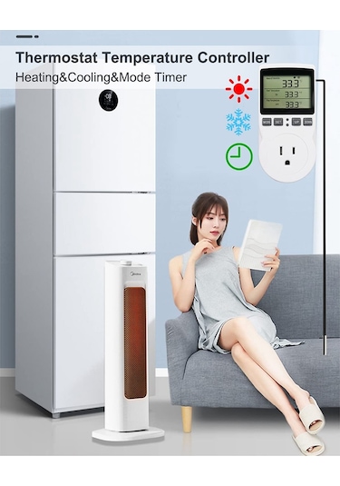 Reedark Dijital Termostat Kontrollü Priz -40 C/+120 C Sıcaklık Ayarlı Us Fişli