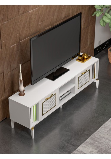 Tv Sehpası Ünitesi Tekli Orta Sehpa 3'lü Zigon Sehpa Set Üç Ürün Beyaz Çok Renkli