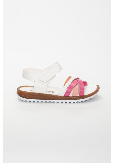 Şirin Bebe Beyaz Pembe Kız Çocuk Sandalet Ayakkabı