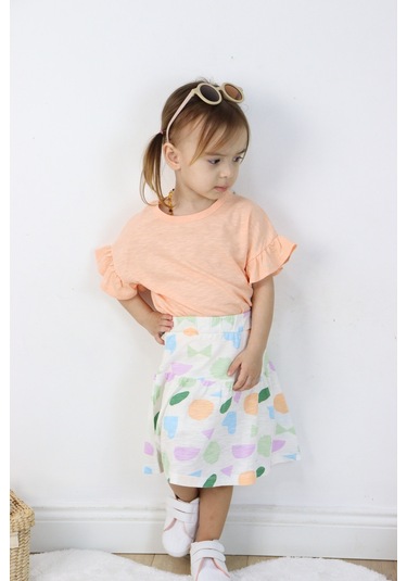 Kız Çocuk Geometrik Desen Etekli Takım 001