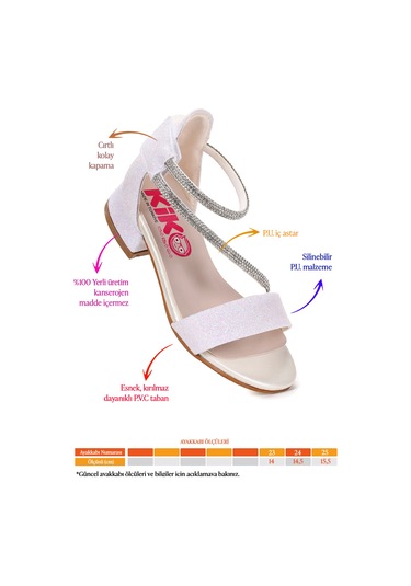 Kiko Kids Yada Kum Simli Kız Bebek 2 Cm Topuklu Sandalet Abiye Ayakkabı Sedef Sedef