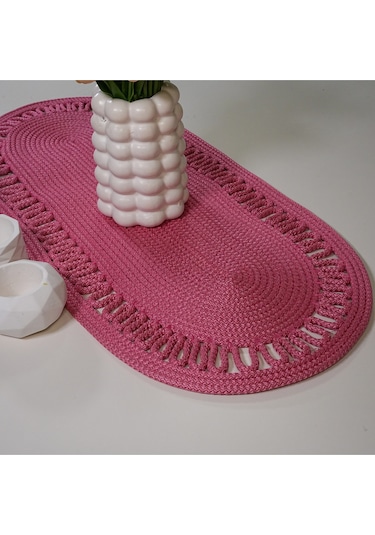 Zengin Design Home Zdh-802 Oval Runner Pembe