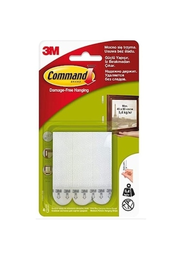 3M Command 17201 Orta Boy Cırt Cırt Bant 3 Paket