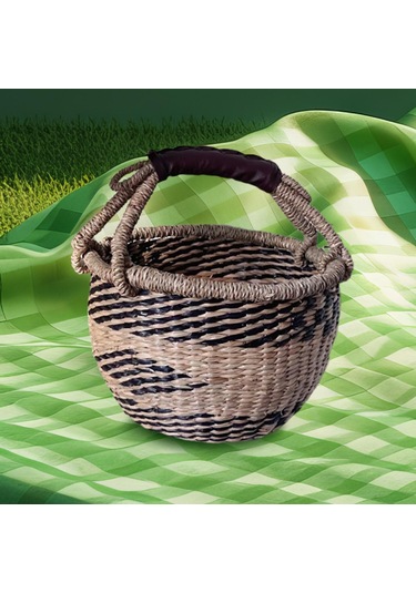 Homyl El Dokuması Piknik Sepeti Açık Seyahat Pazarı Için Siyah