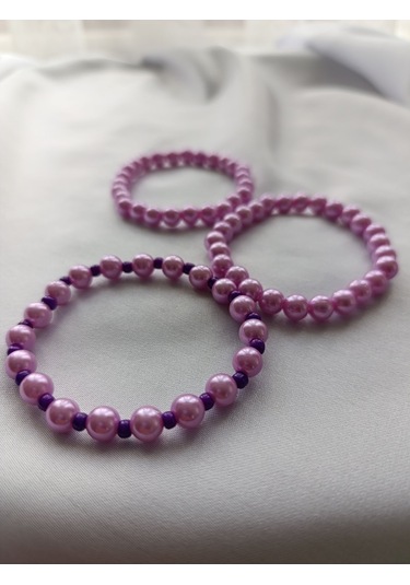 Pembe Boncuklu Bileklik Seti 3'lü Pembe