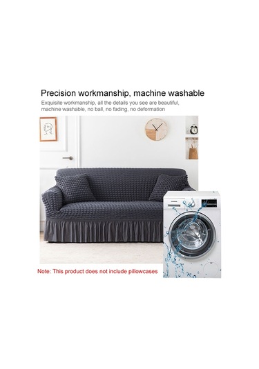 Oturma Odası Streç Tam Kapatma Etek Tarzı Kanepe Kılıfı, Beden: Çift Kişilik M 145-185cm Tek Renk Bej Bej