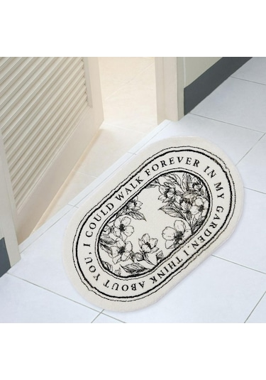 Suntek Zemin Halısı Yumuşak İç Mekan Dekoru Mutfak Kapı Çiçek Oval