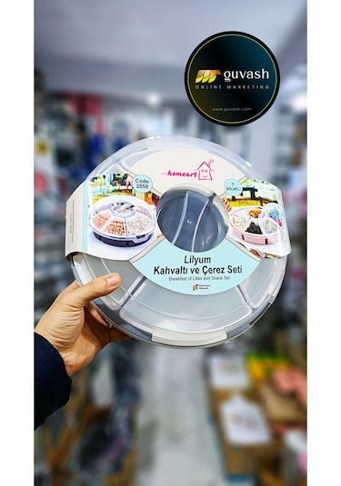 Lüx Lilyum Kahvaltılık Ve Çerezlik Kabı 7 Bölmeli Gri-şeffaf Gri - Şeffaf