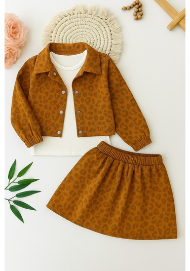 Leopar Desenli 3 Lü Kız Çocuk Takım 31505 - 2/10 Yaş Çok Renk