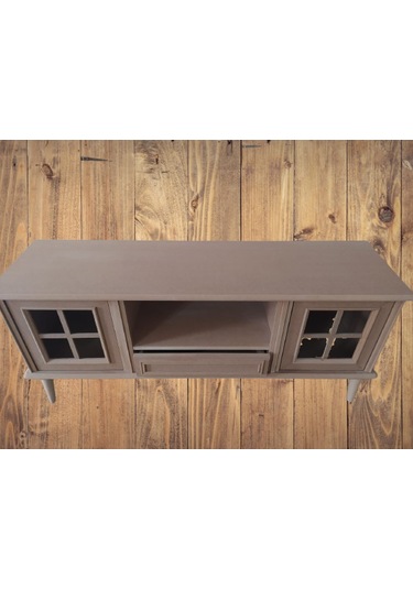 Tv Sehpası Windovs Nakış Model Kayın Torna Torna Retro Ayak Ham Renk 150 Cm El Yapım