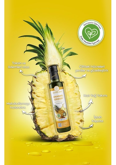 Zühre Ana Ananas Sirkesi Doğal Fermantasyon Pineapple Vinegar 500 ML