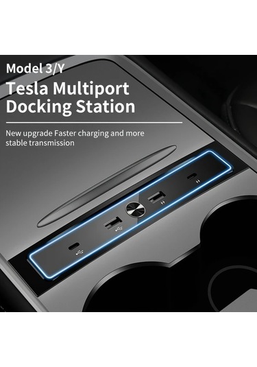Xuweiwei Tesla Model 3/y 27w Hızlı Şarj Dok Istasyonu Led Aydınlatma Siyah