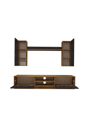 Decoraktiv Eko 5db Mdf Dvd Tv Ünitesi Tv Sehpası Pera - Siyah Mermer