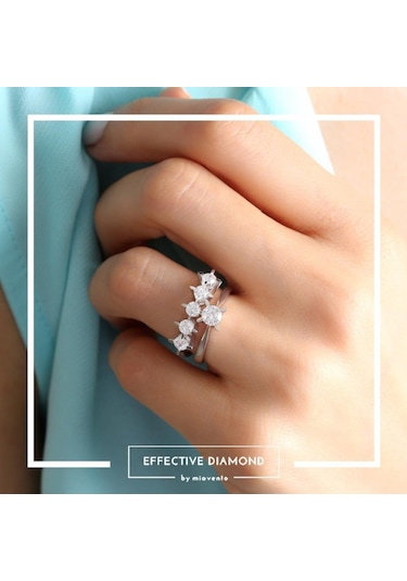 Mia Vento Effective Diamond Markiz Esinti Beştaş Gümüş Yüzük