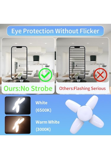 Fan Şekli Led Ampul E27 Led Lamba Katlanabilir 220 V 110 V 40 Led Ampuller Ev Tavan Lambası Depo Garaj Işık Sıcak Beyaz Sıcak