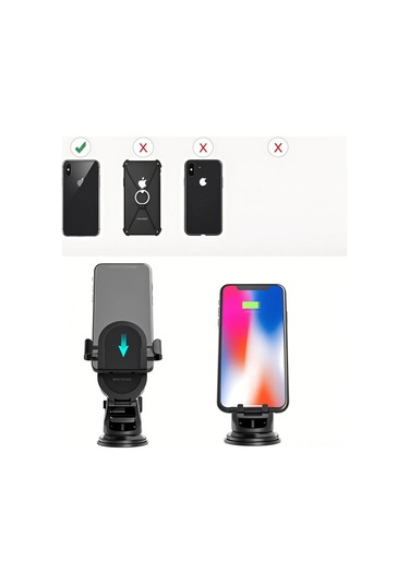 Youmex Dodocool 10w Hızlı Kablosuz Araç Şarj Cihazı Kütleçekli Tutucu - Dashboard/sınıf Camı Emici + 2 Havalandırma Grili + 1m Micro-usb Kablosu - Qi Uyumlu Telefonlar İçin Siyah