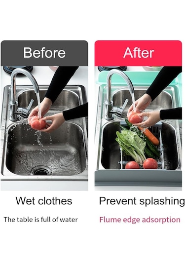 Wezone Siyah Silikon Lavabo Su Spreyi Engeli - Mutfak/banyo Kullanıma Uygun, 49x5x8.5 Cm, Yıkama Makinesine Uygun, Kolay Temizlenir, Dayanıklı Su Bariyeri Siyah