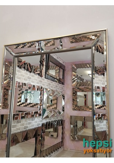 Ayna Çerçeveli Model Eskitme Gümüş Renk Boy Aynası Gümüş