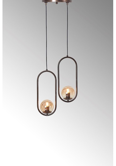 Luzarana Zenga 2 Li Eskitme Metal Gövde Bal Rengi Camlı Tasarım Lüx A... Çok Renkli