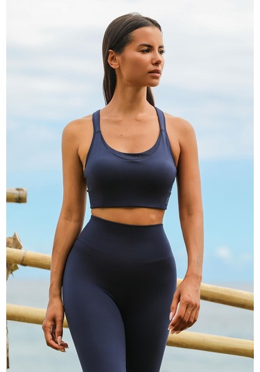 Sportive Lacivert Light Touch Toparlayıcı Etkili Sporcu Sütyeni Lacivert