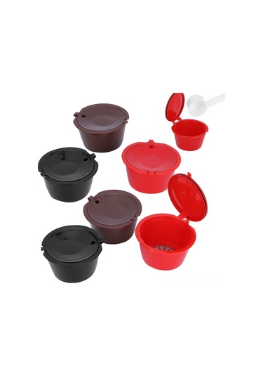 Maiyame Dolce Gusto Yeniden Doldurulabilir Kahve Kapsülü, Sünger Kaşık Setiyle, Sağlıklı Ve Çevre Dostu Kırmızı, Kahverengi, Siyah
