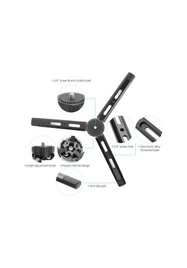 Mini Metal Tripod Alüminyum Alaşımlı Masaüstü Standı Tripod 1/4 İnç Vida İle Dslr Ildc Kamera Video Kamera Projektör İçin Siyah