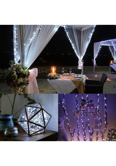 Singree 5 Metre 50 Led Ip65 Su Geçirmez Pilli Işık Zinciri - 4.5v 3w Beyaz Işık, Romantik Ve Festivite Atmosferi Beyaz
