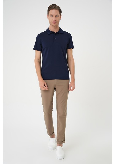 Comfort Fit Polo Yaka Esnek Pamuk Casual Lacivert Tişört Ts 886 Lacivert