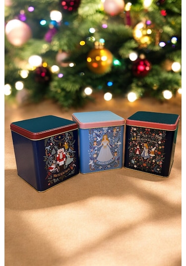 Evle Tales Desenli 12x12x13 Cm Metal Dekoratif Kutu