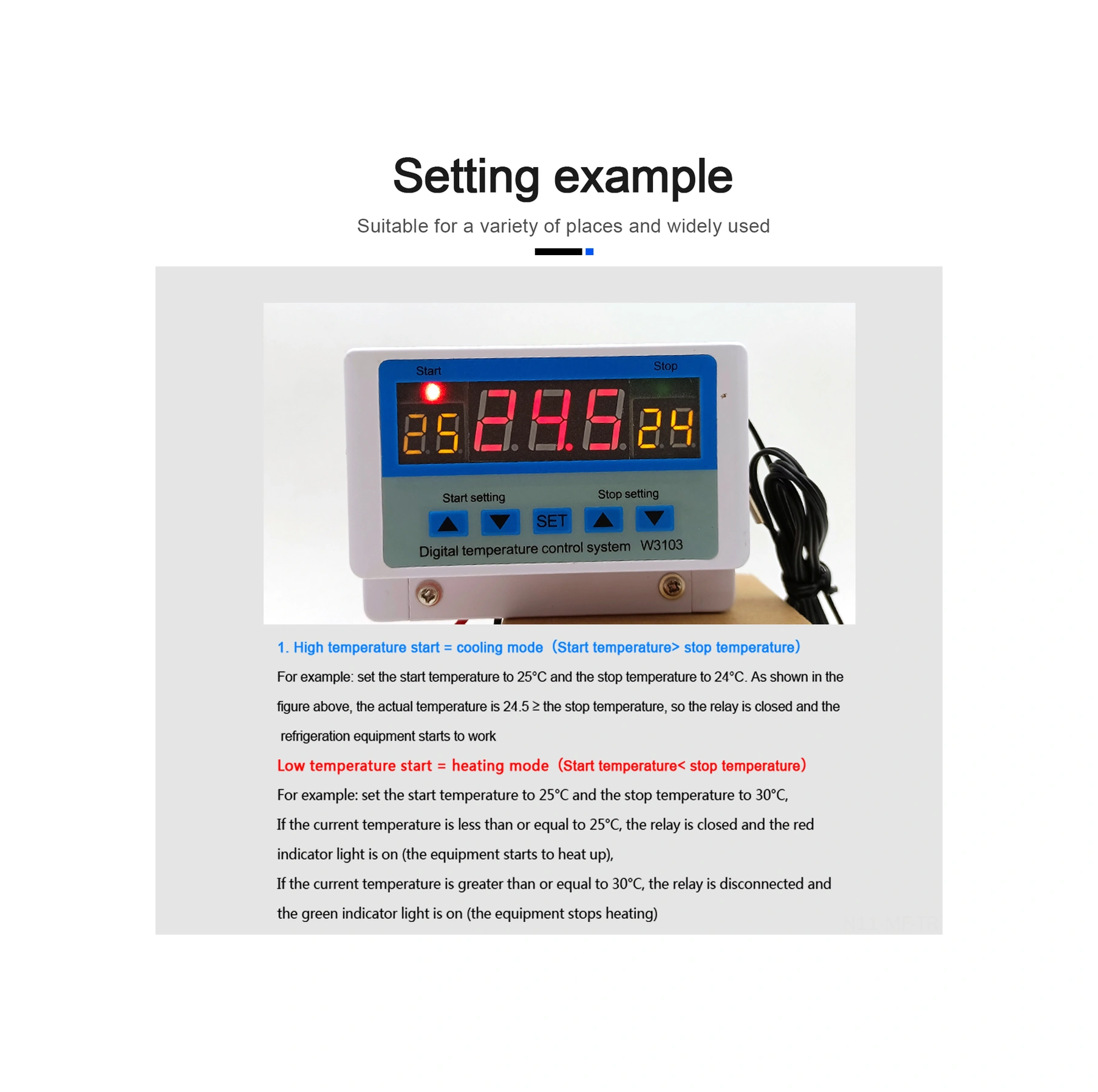 Mufunye Akıllı Sıcaklık Kontrol Cihazı W3103 - 30a/dc24v, Dijital Gösterim, Ayarlanabilir -50 110 C, Tam Otomatik Isı Regülatörü