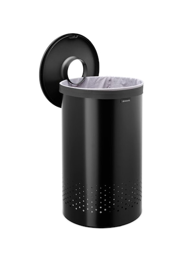 Brabantia Matt Black Plastik Kapaklı Çamaşır Sepeti 60lt Siyah