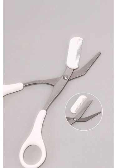 Çelik Mini Taraklı Kaş Makası Beyaz