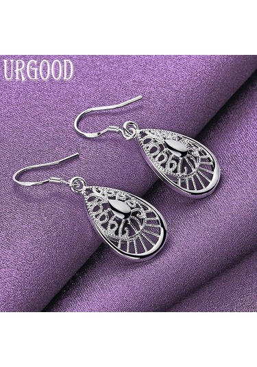 925 Ayar Gümüş Damlacık Hollow Damla Küpe Moda Takı