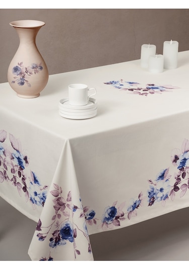 Cotton Box Pano Baskılı Masa Örtüsü Grazra Lila 170x170